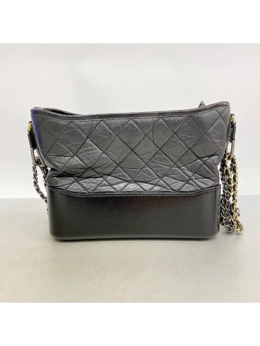 Chanel Shoulder Bag Gabrielle Calfskin Black Gold Silver